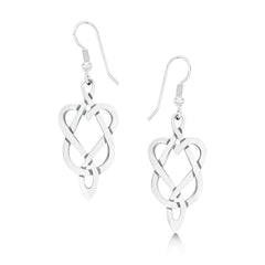 The Lover’s Knot Silver Heart Drop Earrings by Sheila Fleet Jewellery