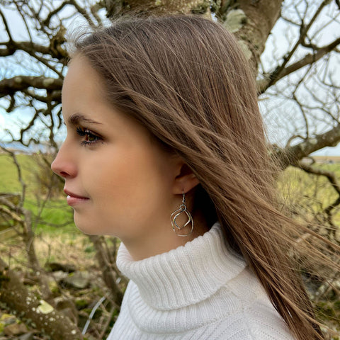 Tidal Small 2-part Hoop Earrings in Sterling Silver by Sheila Fleet Jewellery