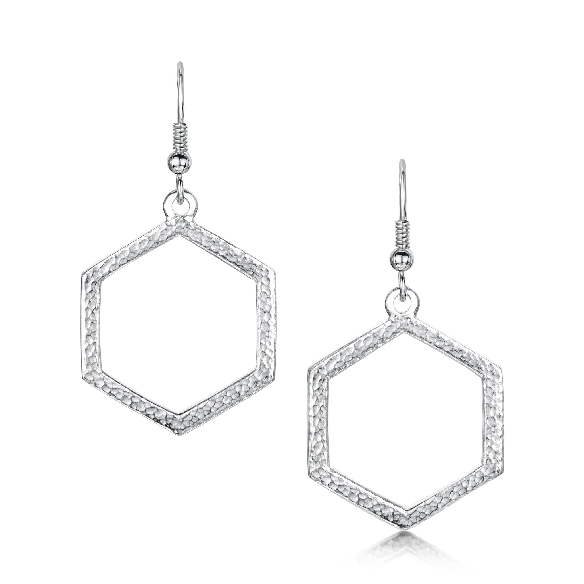 Sterling silver hexagon on sale earrings