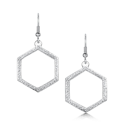 Honeycomb Medium Drop Earrings in Sterling Silver by Sheila Fleet Jewellery