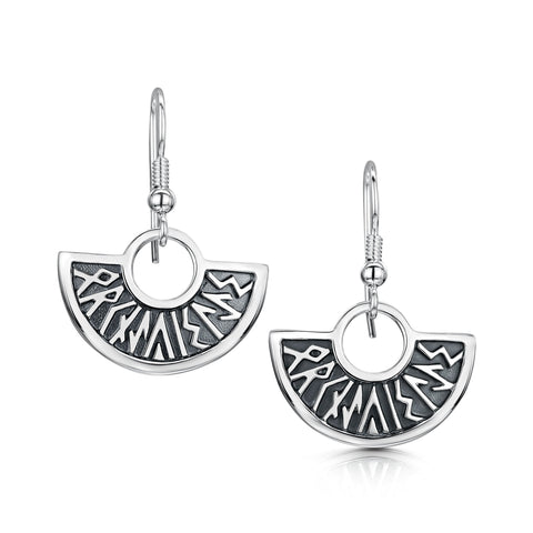 Runic 'Orkney Isles' Drop Earrings in Sterling Silver by Sheila Fleet Jewellery