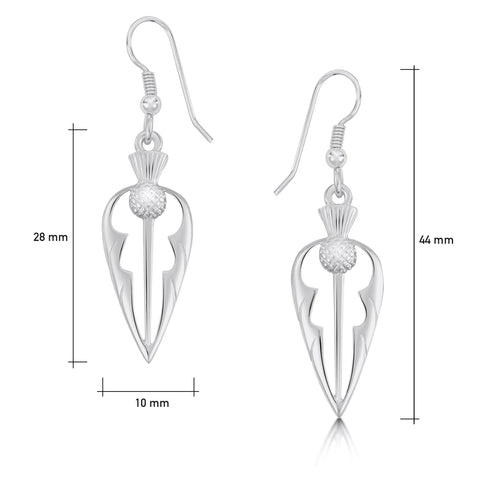 Thistle Dress Drop Earrings in Sterling Siler by Sheila Fleet Jewellery