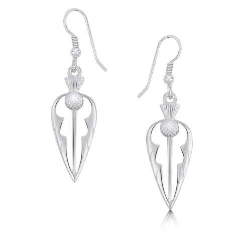 Thistle Dress Drop Earrings in Sterling Siler by Sheila Fleet Jewellery