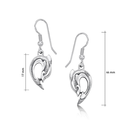 Dolphin Curve Small Drop Earrings in Sterling Silver