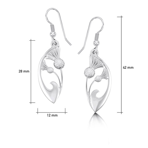 Thistle Drop Earrings in Sterling Silver by Sheila Fleet Jewellery