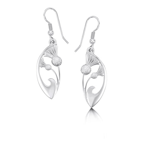 Thistle Drop Earrings in Sterling Silver by Sheila Fleet Jewellery