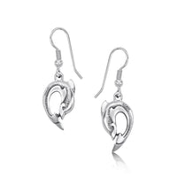 Dolphin Curve Small Drop Earrings in Sterling Silver
