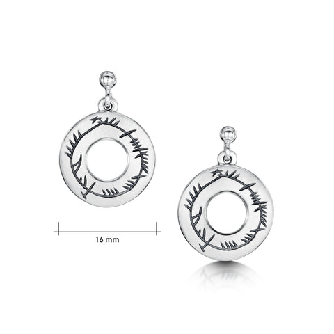 Ogham Drop Earrings in Sterling Silver by Sheila Fleet Jewellery