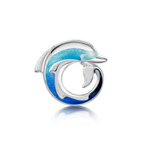Dolphin Curl Brooch in Ocean Enamel by Sheila Fleet Jewellery
