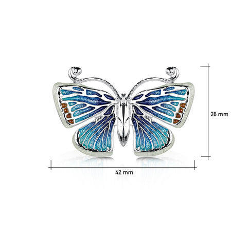 Common Blue Butterfly Enamel Brooch by Sheila Fleet Jewellery