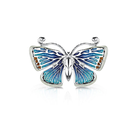Common Blue Butterfly Enamel Brooch by Sheila Fleet Jewellery