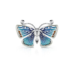 Common Blue Butterfly Enamel Brooch by Sheila Fleet Jewellery