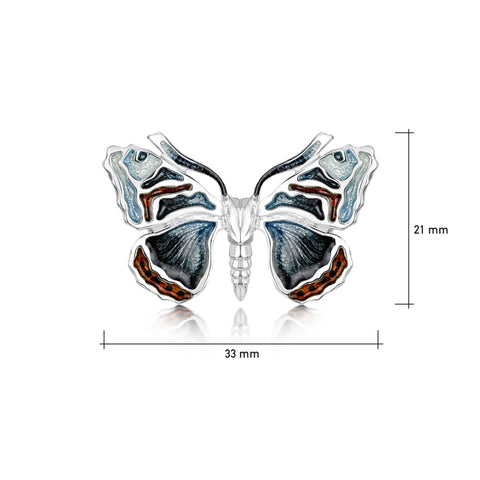 Red Admiral Butterfly Enamel Brooch by Sheila Fleet Jewellery