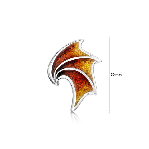 Dragon Wave Sterling Silver Brooch in Flame Enamel