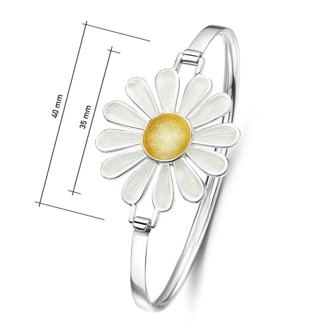 Daisies at Dawn Enamel Bangle in Sterling Silver by Sheila Fleet Jewellery