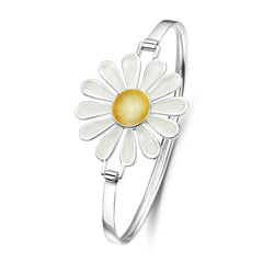 Daisies at Dawn Enamel Bangle in Sterling Silver by Sheila Fleet Jewellery