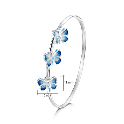Holly Blue 3-Butterfly Enamel Bangle by Sheila Fleet Jewellery