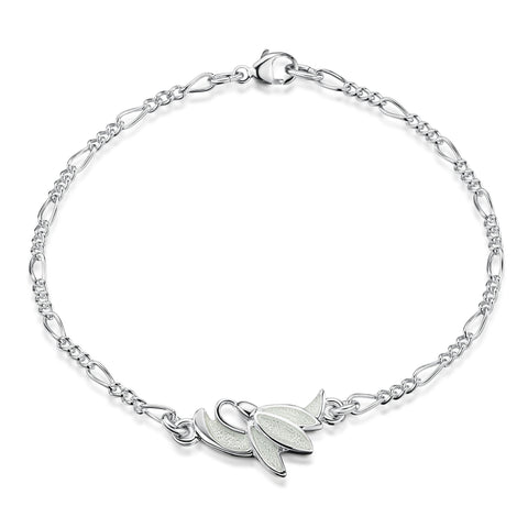 Snowdrop Sterling Silver Bracelet in Crystal Enamel by Sheila Fleet Jewellery