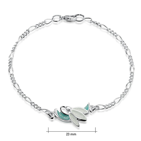 Snowdrop Sterling Silver Bracelet in Leaf Enamel by Sheila Fleet Jewellery
