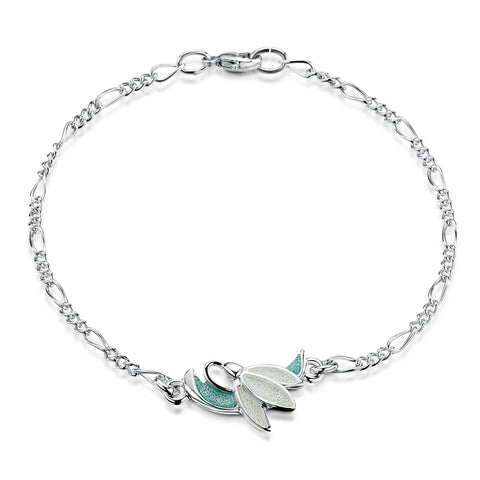 Snowdrop Sterling Silver Bracelet in Leaf Enamel by Sheila Fleet Jewellery