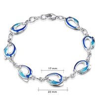 Dolphin Silver Curve Bracelet in Ocean Enamel by Sheila Fleet Jewellery