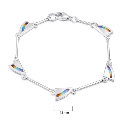 Rainbow 5-link Enamel Bracelet in Sterling Silver