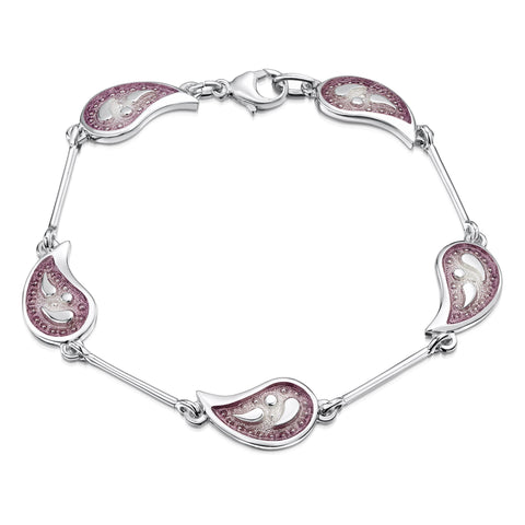 Paisley Leaf 5-link Bracelet in Champagne Enamel by Sheila Fleet Jewellery