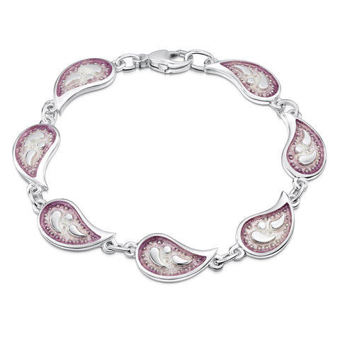 Paisley Leaf 7-link Bracelet in Champagne Enamel by Sheila Fleet Jewellery