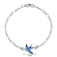 Swallows Sterling Silver Bracelet in Sapphire Enamel