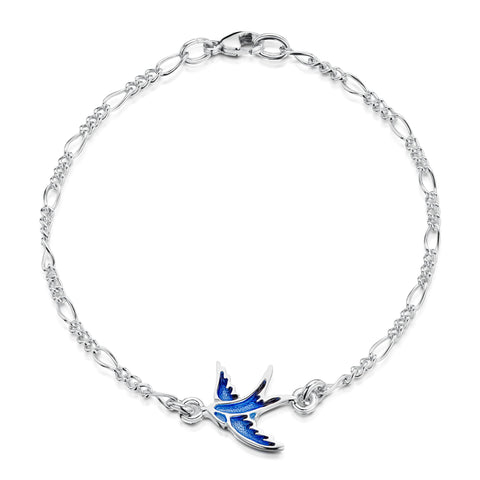 Swallows Sterling Silver Bracelet in Sapphire Enamel by Sheila Fleet Jewellery