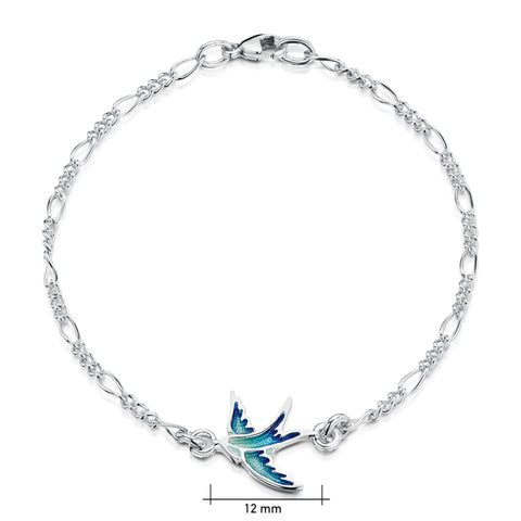 Swallows Sterling Silver Bracelet in Summer Blue Enamel