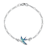 Swallows Sterling Silver Bracelet in Summer Blue Enamel by Sheila Fleet Jewellery