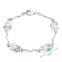 Snowdrop 4-flower Sterling Silver Bracelet in Leaf Enamel by Sheila Fleet Jewellery