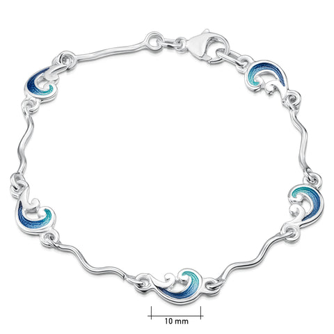 Bow Waves 5-link Enamel Bracelet in Sterling Silver