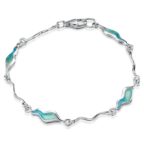River Ripples Sterling Silver Bracelet in Shallows Enamel by Sheila Fleet Jewellery