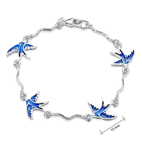Swallows 4-bird Bracelet in Sapphire Blue Enamel
