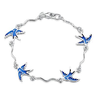 Swallows 4-bird Bracelet in Sapphire Enamel by Sheila Fleet Jewellery