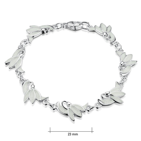 Snowdrop 7-flower Sterling Silver Bracelet in Crystal Enamel