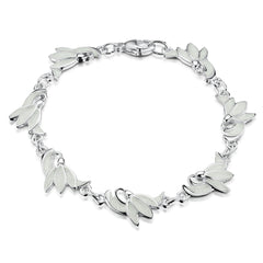 Snowdrop 7-flower Sterling Silver Bracelet in Crystal Enamel by Sheila Fleet Jewellery