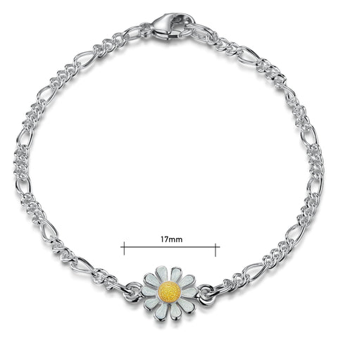 Daisies at Dawn Enamel Bracelet in Sterling Silver by Sheila Fleet Jewellery