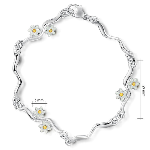 Daisies at Dawn 6-flower Enamel Bracelet by Sheila Fleet Jewellery