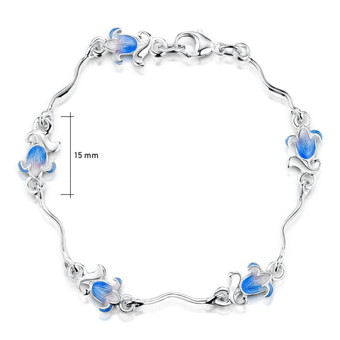 Bluebell Enamel Bracelet in Sterling Silver