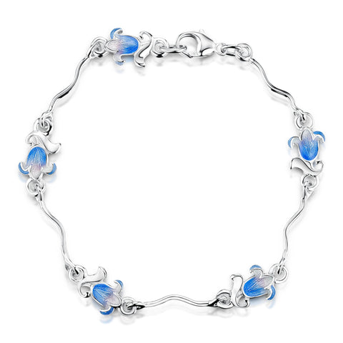 Bluebell Enamel Bracelet in Sterling Silver by Sheila Fleet Jewellery