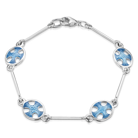 Cross of the Kirk Silver 4-link Bracelet in Cool Slate Enamel by Sheila Fleet Jewellery
