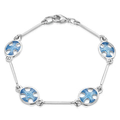Cross of the Kirk Silver 4-link Bracelet in Cool Slate Enamel by Sheila Fleet Jewellery