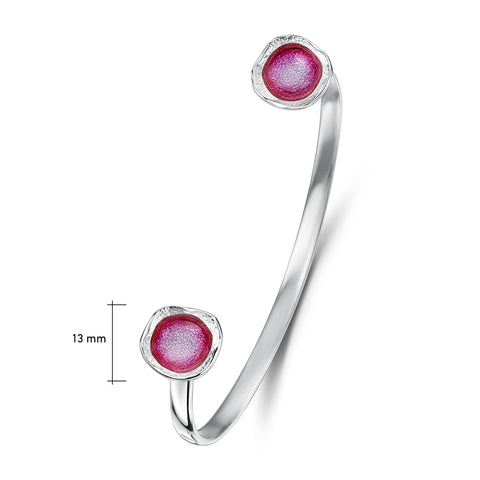 Lunar Bright Sterling Silver Bangle in Hot Pink Enamel