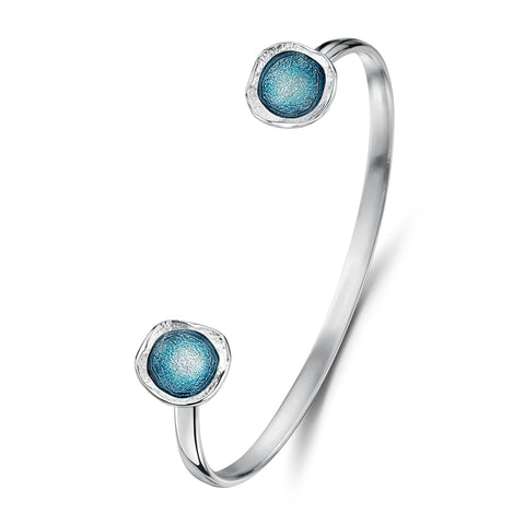 Lunar Sterling Silver Bangle in Lichen Enamel by Sheila Fleet Jewellery