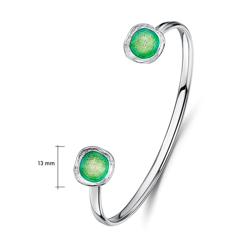 Lunar Bright Sterling Silver Bangle in Spring Green Enamel
