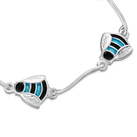 Bumblebee Sterling Silver Bracelet in Blue Enamel by Sheila Fleet Jewellery