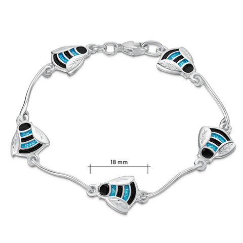 Bumblebee Sterling Silver Bracelet in Blue Enamel by Sheila Fleet Jewellery